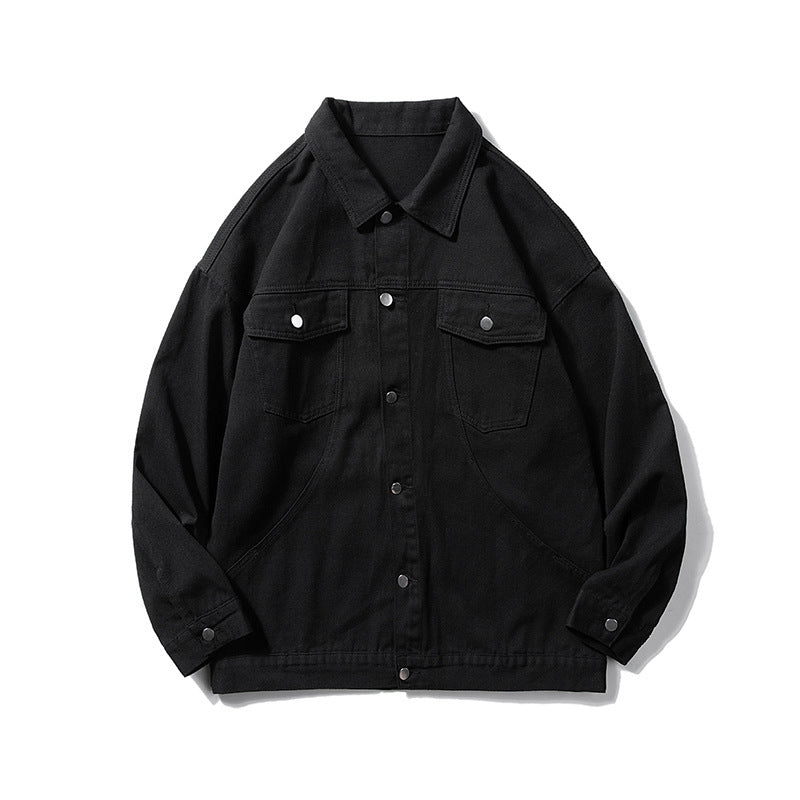 Herren Oversized Canvas Utility-Jacke mit Druckknopffront, aufgesetzten Brusttaschen und Raglanärmeln Drune