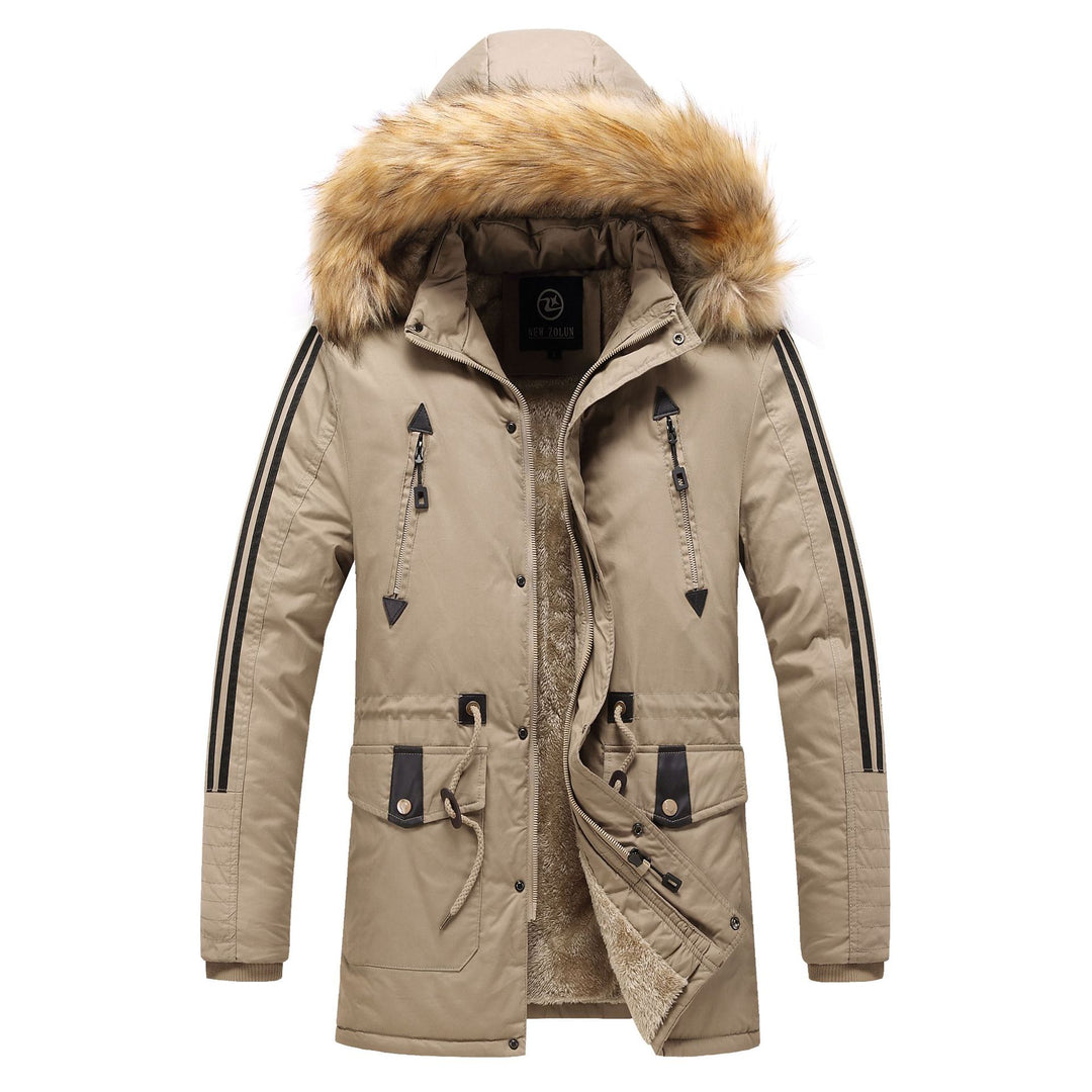 Herren Moderne Parkajacke mit abnehmbarem Kunstfellkragen Drune