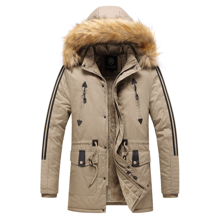 Herren Moderne Parkajacke mit abnehmbarem Kunstfellkragen Drune