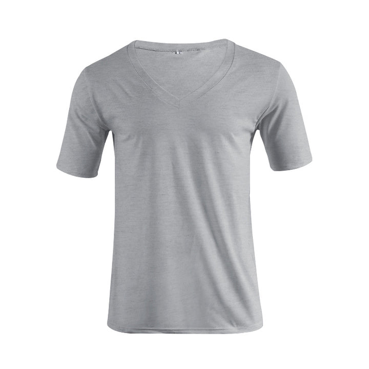 Herren nan V-Ausschnitt T‑Shirt aus feinem Jersey mit schmaler Silhouette und flachen Nähten Drune