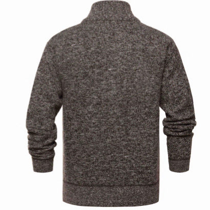 Herren gebürstete Strickjacke mit kariertem Thermofutter und Stehkragen Drune