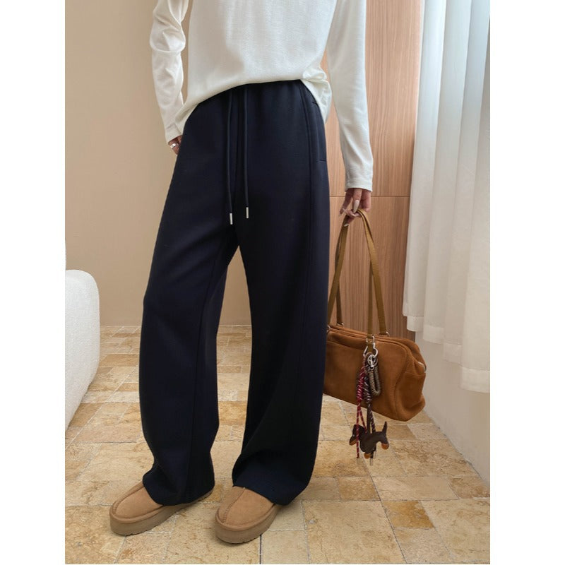 Damen eleganter Off-Shoulder Pullover und weite Hose Set Drune