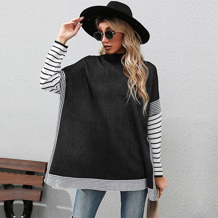 Damen Lässiger Pullover mit gestreiften Ärmeln Drune