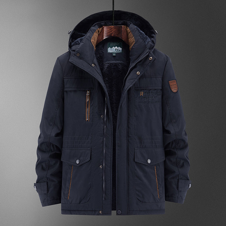 Herren Robuster gefütterter Field-Parka mit Teddyfutter, Kapuze und Multifunktions‑Taschen Drune