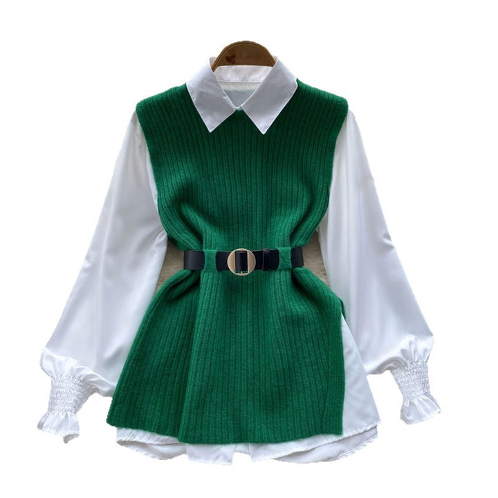 Damen Strickkleid mit eleganter Blusenoptik Drune