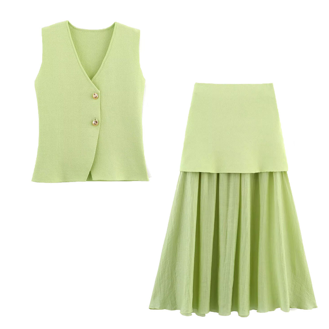Damen Zweilagiger Chiffon-Maxirock mit glattem Hüftbesatz und A‑Linien‑Fall Drune