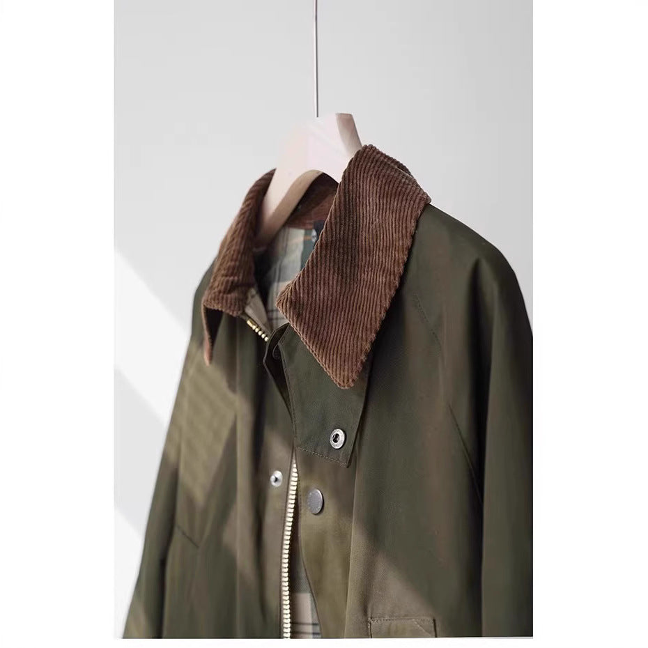 Damen wasserabweisende Oversize-Fieldjacke mit Cordkragen und aufgesetzten Pattentaschen Drune