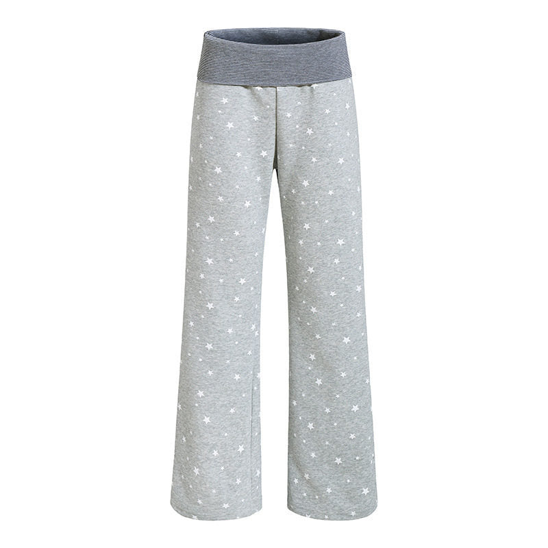 Damen Lounge-Hose mit weitem Bein, hohem Rippbund und Sternenprint Drune