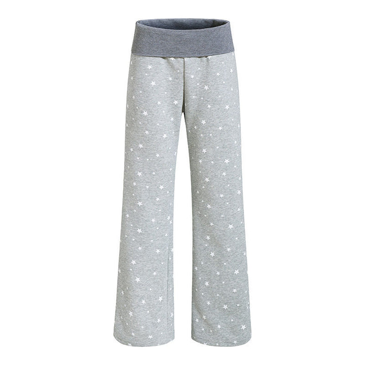 Damen Lounge-Hose mit weitem Bein, hohem Rippbund und Sternenprint Drune