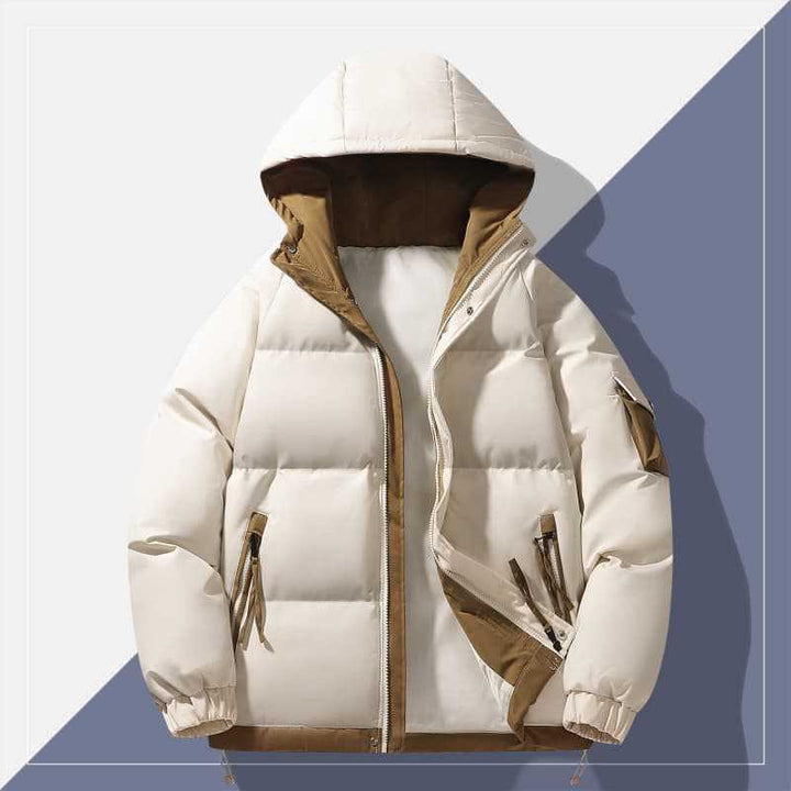 Herren urbaner Steppanorak mit Kapuze, kontrastiertem Futter und Multitaschen Drune