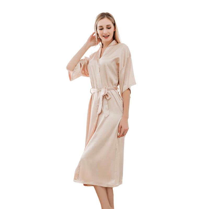 Damen luxuriöser Satin-Bademantel Drune