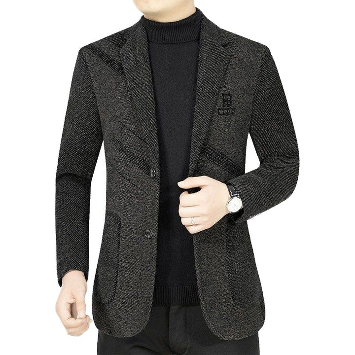 Herren Schmal geschnittenes City-Sakko aus Strickoptik mit Reverskragen und dezenter Logostickerei Drune
