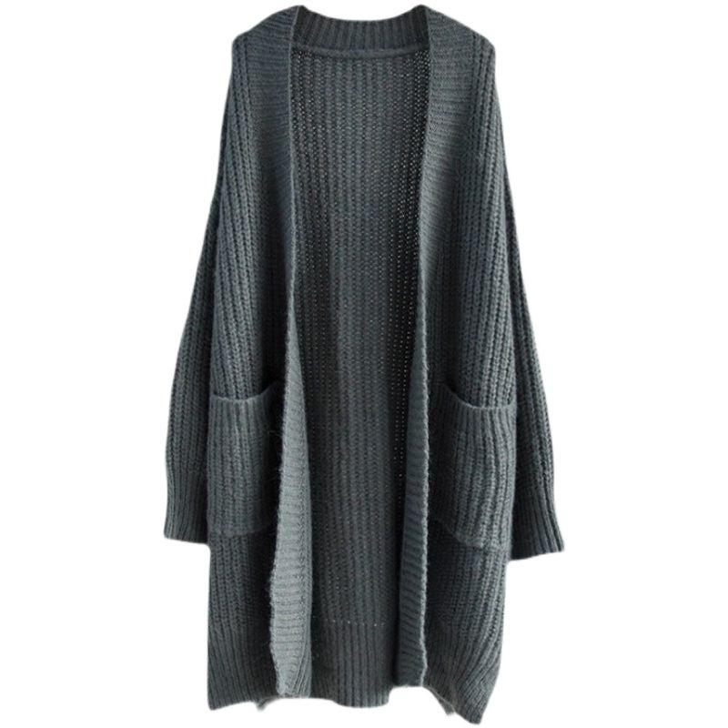 Damen weich strukturierte Strickjacke mit großen aufgesetzten Taschen Drune