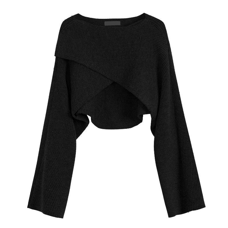 Damen lässiger Cropped-Pullover mit asymmetrischem Schnitt und strukturierter Oberfläche Drune