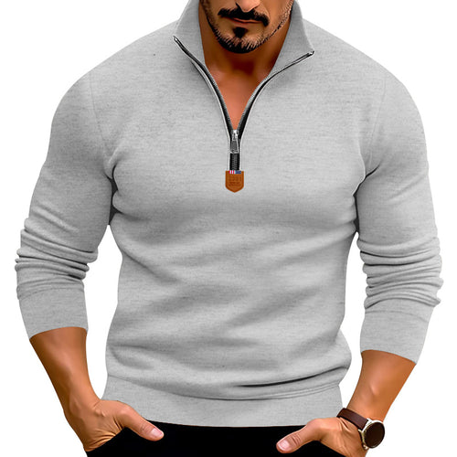 Herren nan schmal geschnittener Feinstrickpullover mit kurzem Reißverschluss, formenden Nähten und Stretchbund Drune