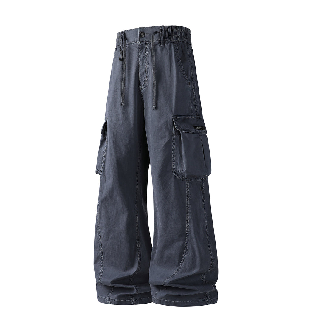 Herren Weite Utility-Cargohose mit Tunnelzugbund, Segmentnähten und großen Klappfächern Drune