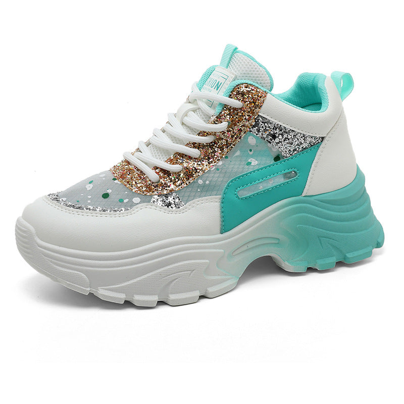 Damen Trendige Chunky Sneakers mit glitzernden Akzenten und ausgeprägtem Sohlenprofil Drune