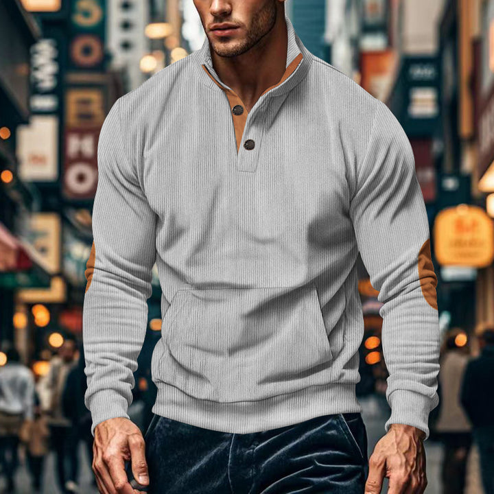 Herren stilvolles Langarm Kapuzenshirt mit modernem Strukturdesign und eleganten Akzenten Drune