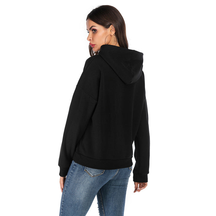 Damen Kapuzenpullover mit Statement-Print, Kängurutasche und Oversize-Schnitt Drune