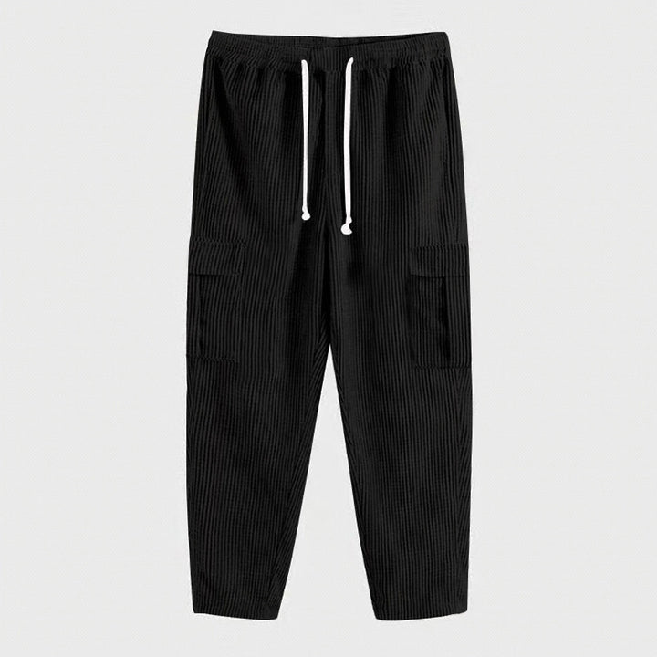 Herren Cord-Cargo-Hose mit elastischem Bund, Kordelzug & aufgesetzten Klappentaschen Drune