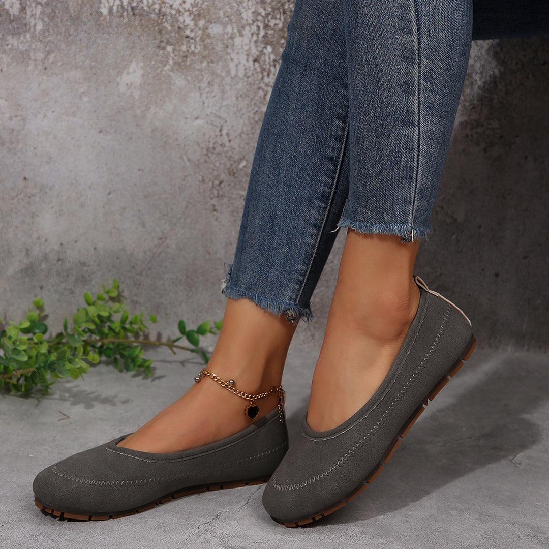 Damen  komfortable Ballerina-Slipper mit gepolstertem Komfortfußbett und rutschfester Profilsohle Drune