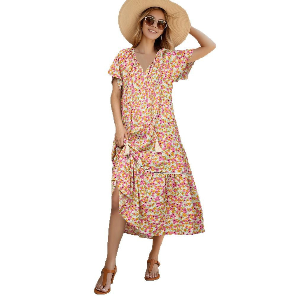 Damen Sommerliches Freizeitkleid mit Rüschendetails Drune