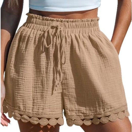Damen Sommerliche Shorts mit Spitzenbesatz Drune
