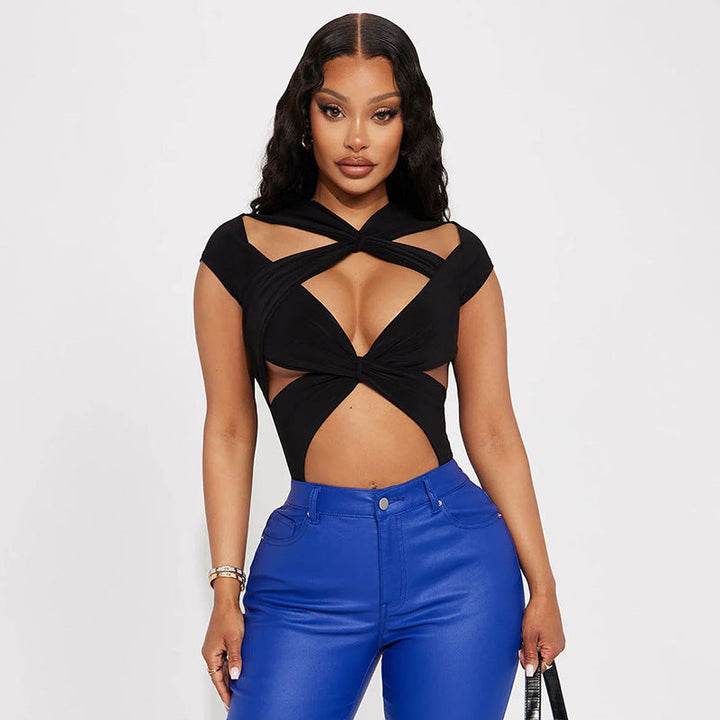 Damen Cut-Out Body mit kreativem Wickeldesign Drune