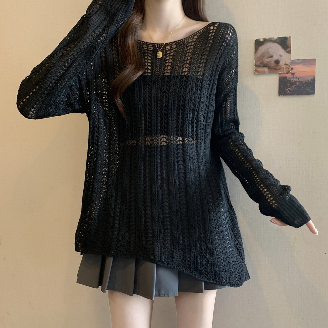 Damen luftiger Strickpullover mit offenen Maschen und lässigem Schnitt Drune