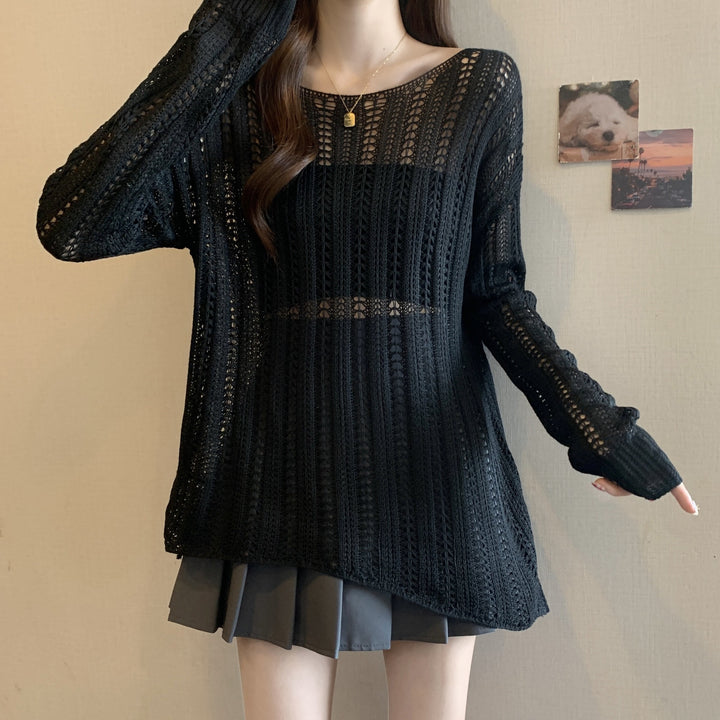 Damen luftiger Strickpullover mit offenen Maschen und lässigem Schnitt Drune