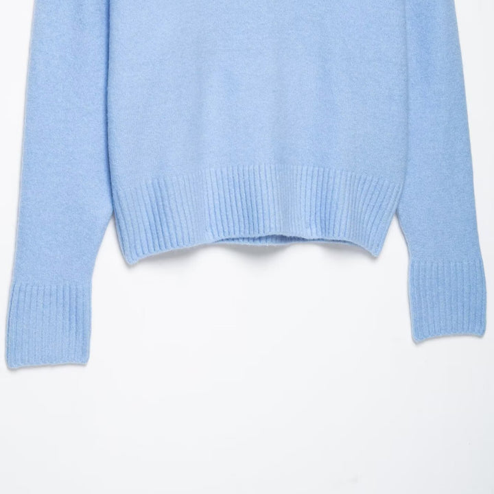 Damen Oversize V‑Ausschnitt Feinstrickpullover mit breitem Rippenbund Drune