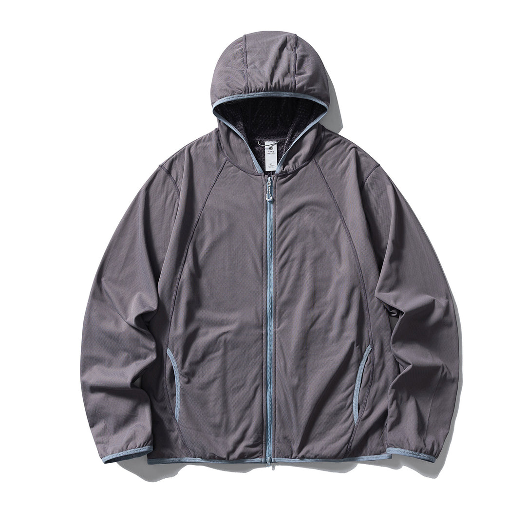 Unisex Leichte Kapuzen‑Fleecejacke mit Raglanärmeln und kontrastierter Kantenverarbeitung Drune