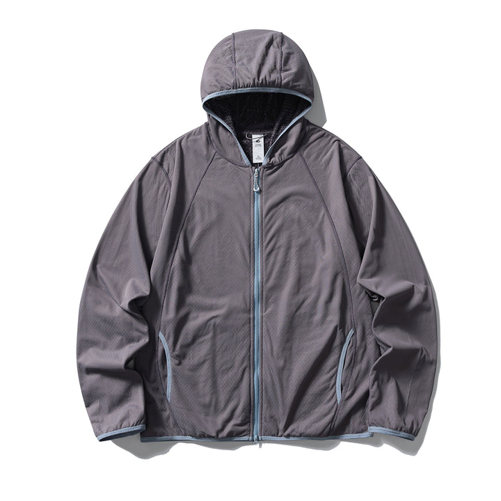 Unisex Leichte Kapuzen‑Fleecejacke mit Raglanärmeln und kontrastierter Kantenverarbeitung Drune