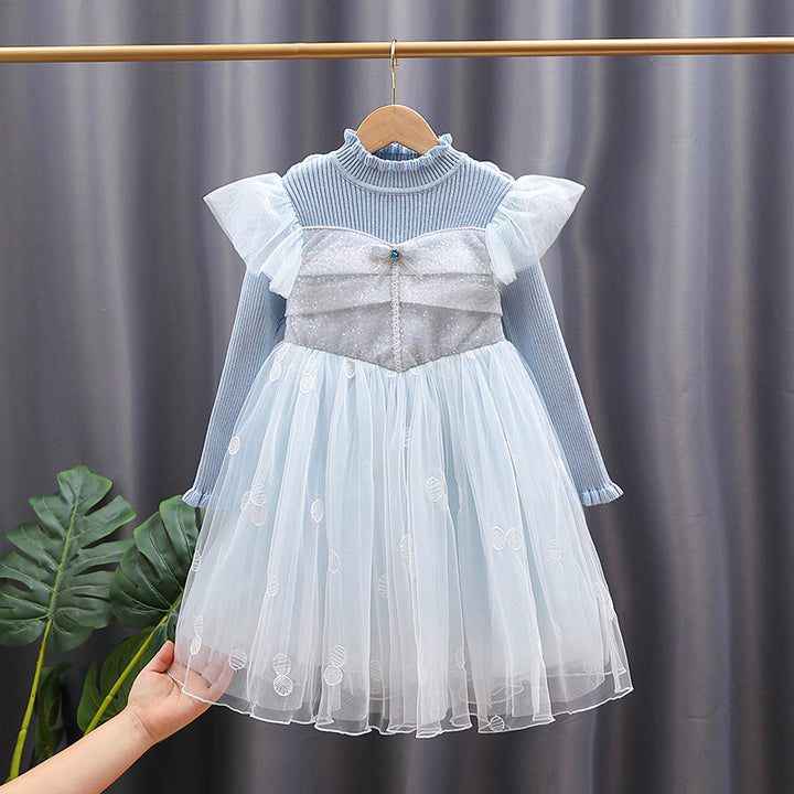 Mädchen Festkleid mit Rüschenärmel und Glitzerdetails Drune