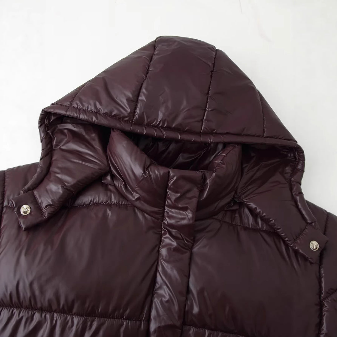 Damen nan wattierte Kapuzenjacke mit voluminöser Kapuze, verdeckter Frontleiste und aufgesetzten Eingrifftaschen Drune