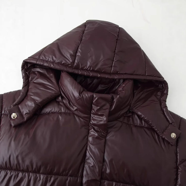 Damen nan wattierte Kapuzenjacke mit voluminöser Kapuze, verdeckter Frontleiste und aufgesetzten Eingrifftaschen Drune