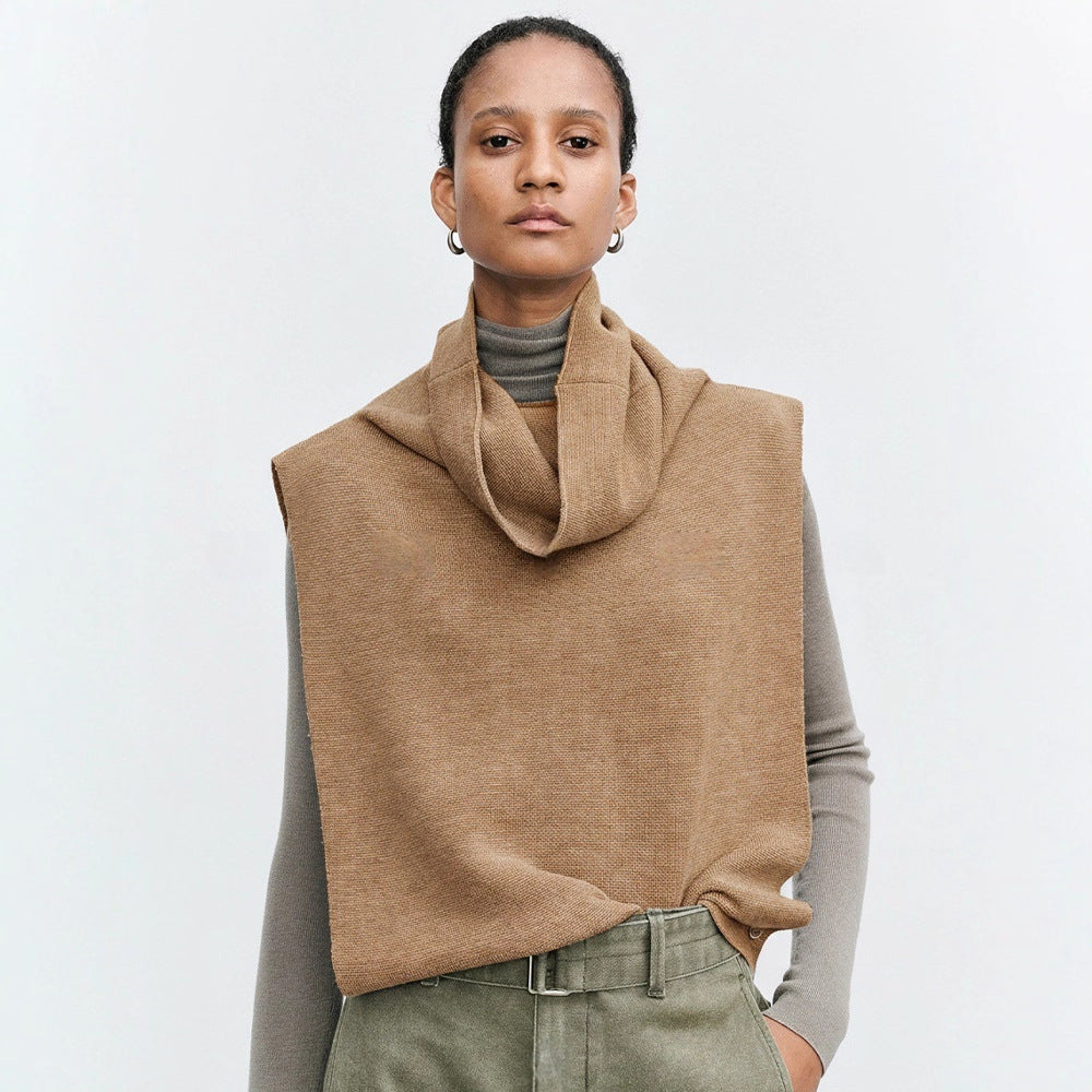 Damen lässige Strickweste mit hochgeschlagenem Kragen Drune