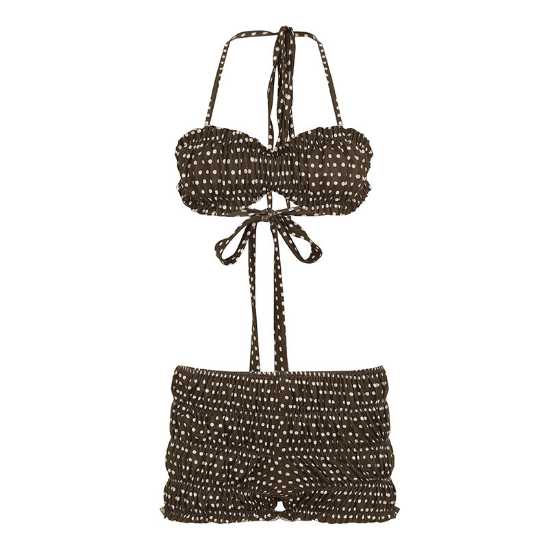 Damen Bikini-Set mit gepunktetem Design und verspielten Rüschendetails Drune