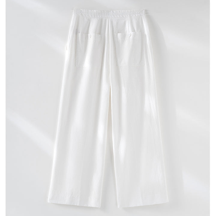 Damen Relaxed Palazzo-Hose aus Viskose‑Leinen mit Bundfalte und Tunnelzug Drune