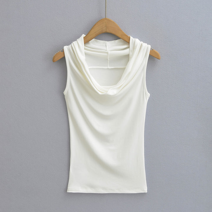 Damen ärmelloses Cowl-Top aus weichem, elastischem Material Drune