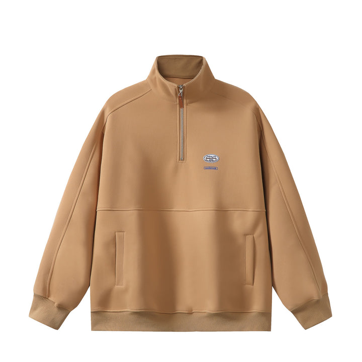 Herren Halbzip-Sweatshirt mit Stehkragen, Kängurutasche und Relaxed-Schnitt Drune
