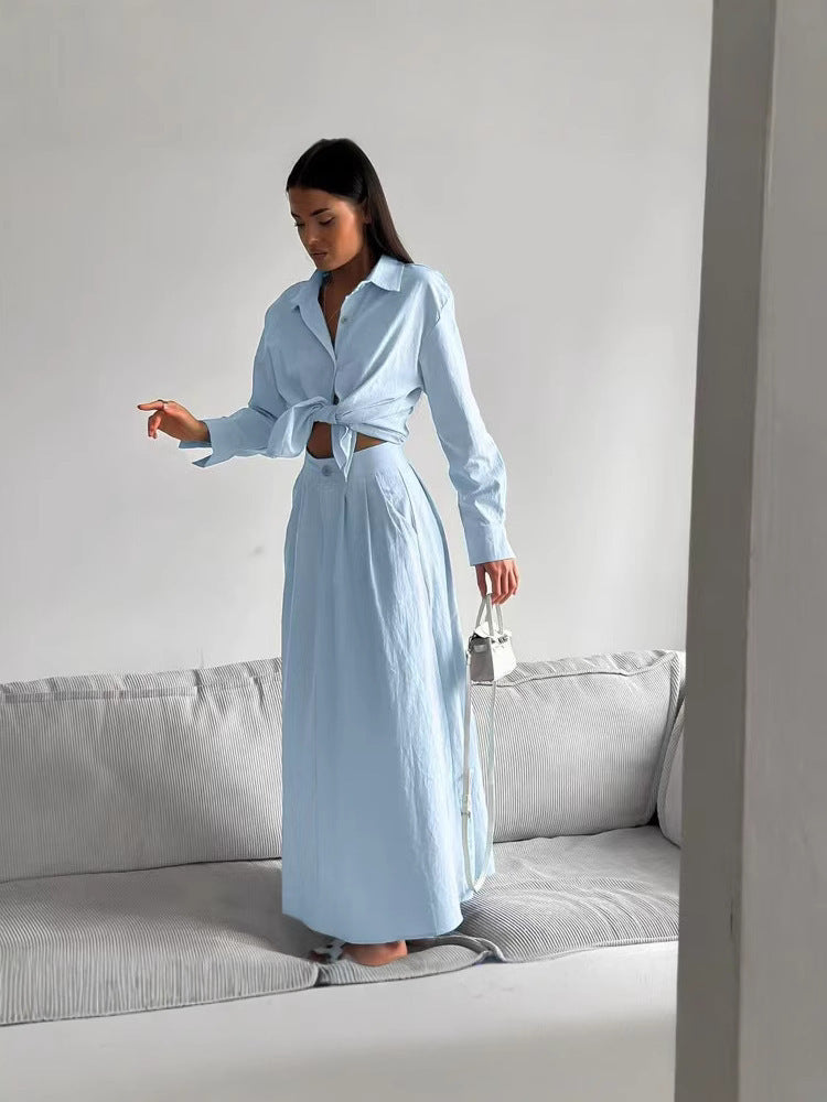 Damen lässiges Maxikleid mit Knopfverschluss und modischem Shirtkragen Drune