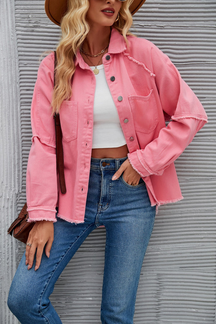Damen Denimjacke mit lässigem Schnitt und fransigen Details Drune