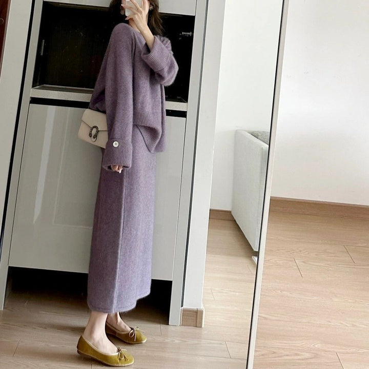 Damen Grobstrickpullover mit lässigem Schnitt und raffiniertem Stehkragen Drune