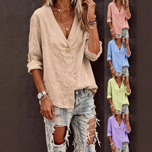 Damen Leichte V-Ausschnitt Bluse aus atmungsaktivem Material Drune