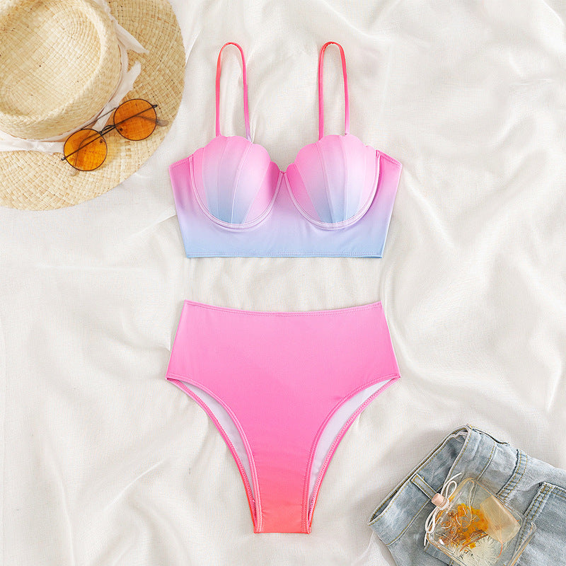 Damen Bikini-Oberteil mit Muschelform und hohem Bund Drune