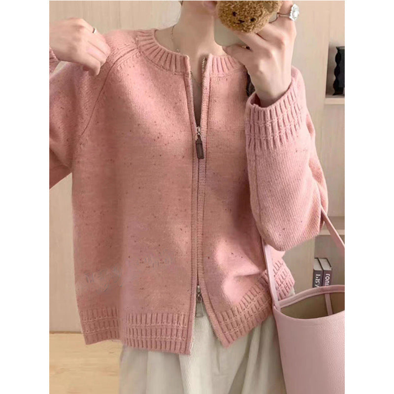 Damen Strickjacke mit Reißverschluss und hohem Kragen Drune