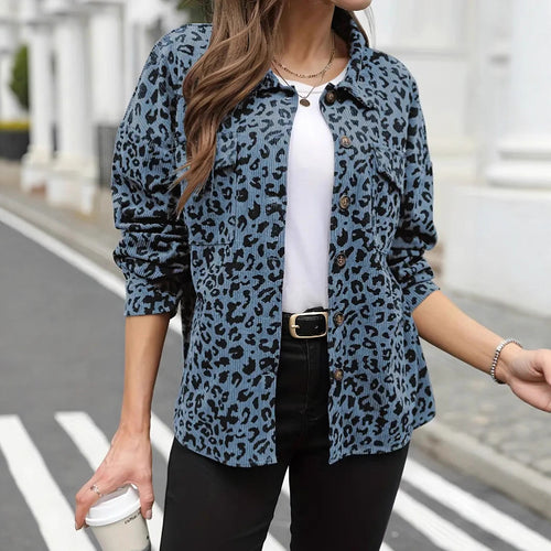 Damen Flanelljacke mit Leopardenmuster Drune