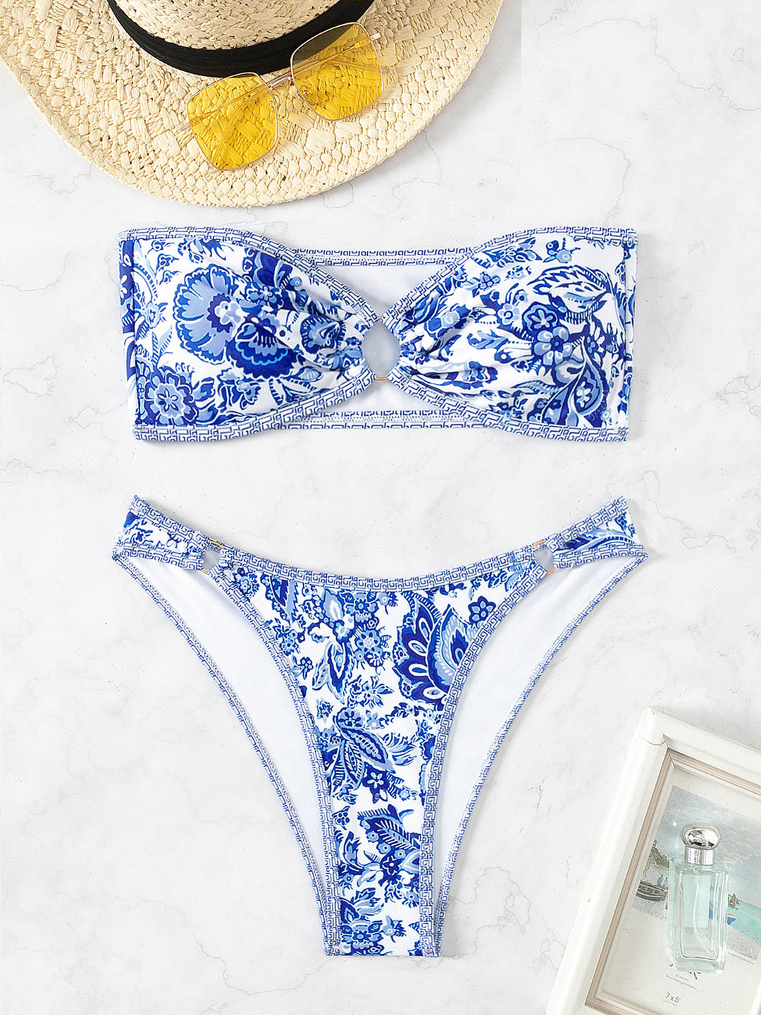 Damen Bandeau Badeanzug Set Drune