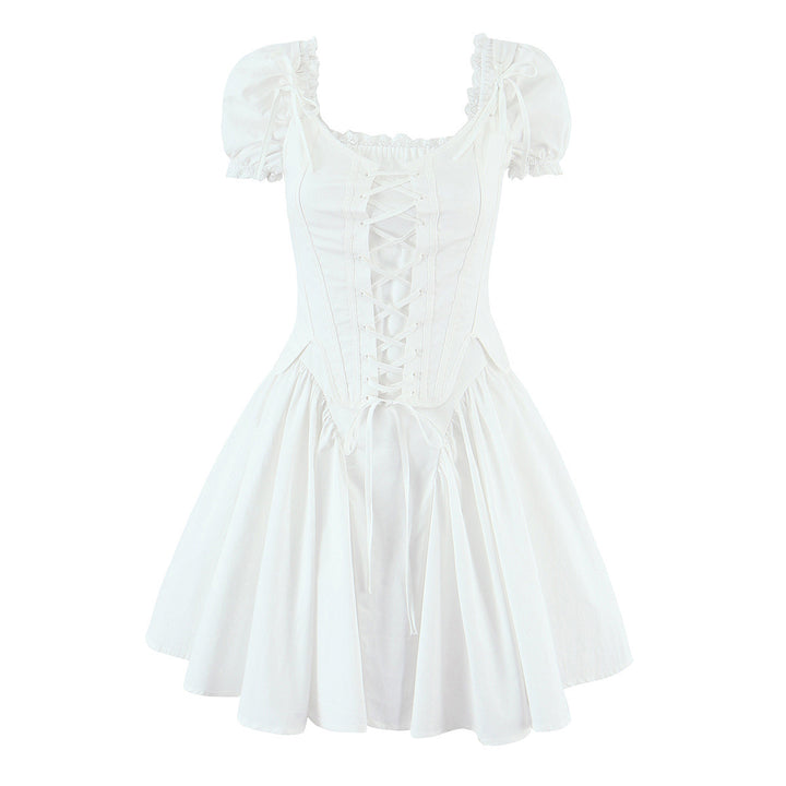 Damen verspieltes kurze Puffärmelkleid Drune